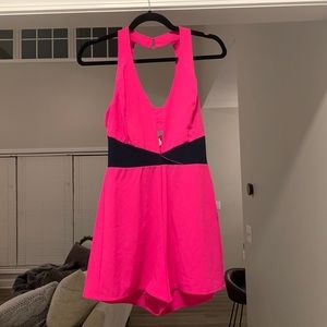Bright pink and navy romper size small